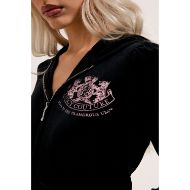 Picture of JUICY COUTURE WOMEN'S VELOUR SLIM FIT HOODIE WITH DOG CREST EMBROIDERY IN BLACK 5