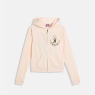 Picture of JUICY COUTURE WOMEN'S VELOUR SLIM FIT HOODIE WITH HOUSE OF JUICY EMBROIDERY IN PINK 1