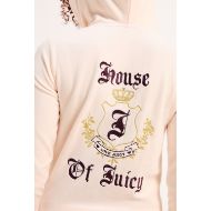 Picture of JUICY COUTURE WOMEN'S VELOUR SLIM FIT HOODIE WITH HOUSE OF JUICY EMBROIDERY IN PINK 7