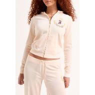 Picture of JUICY COUTURE WOMEN'S VELOUR SLIM FIT HOODIE WITH HOUSE OF JUICY EMBROIDERY IN PINK 4
