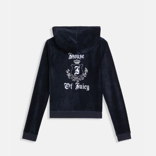 Показвай детайлите за JUICY COUTURE ДАМСКИ ВТАЛЕН СУИТШЪРТ ОТ КАДИФЕ С БРОДЕРИЯ HOUSE OF JUICY В ТЪМНОСИНЬО 2 - FanPoint Снимка на JUICY COUTURE ДАМСКИ ВТАЛЕН СУИТШЪРТ ОТ КАДИФЕ С БРОДЕРИЯ HOUSE OF JUICY В ТЪМНОСИНЬО 2