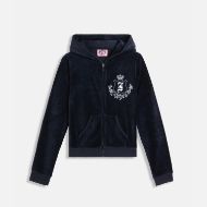 Picture of JUICY COUTURE WOMEN'S VELOUR SLIM FIT HOODIE WITH HOUSE OF JUICY EMBROIDERY IN NIGHT SKY 1