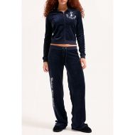 Picture of JUICY COUTURE WOMEN'S VELOUR SLIM FIT HOODIE WITH HOUSE OF JUICY EMBROIDERY IN NIGHT SKY 7