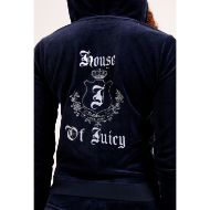 Picture of JUICY COUTURE WOMEN'S VELOUR SLIM FIT HOODIE WITH HOUSE OF JUICY EMBROIDERY IN NIGHT SKY 4