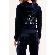 Picture of JUICY COUTURE WOMEN'S VELOUR SLIM FIT HOODIE WITH HOUSE OF JUICY EMBROIDERY IN NIGHT SKY 5