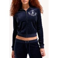 Picture of JUICY COUTURE WOMEN'S VELOUR SLIM FIT HOODIE WITH HOUSE OF JUICY EMBROIDERY IN NIGHT SKY 6