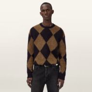 Picture of ALLSAINTS MEN'S BOWER CREW JUMPER IN BLACK/BROWN 1