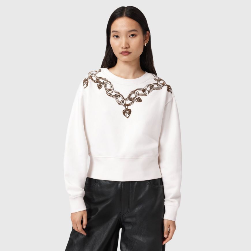 Picture of ALLSAINTS WOMEN'S DRIP SEPARO SWEATSHIRT IN OPTIC WHITE