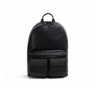 Picture of REPLAY MEN'S WRINKLED PU BACKPACK WITH RUBBER FLAP POCKETS IN BLACK 1