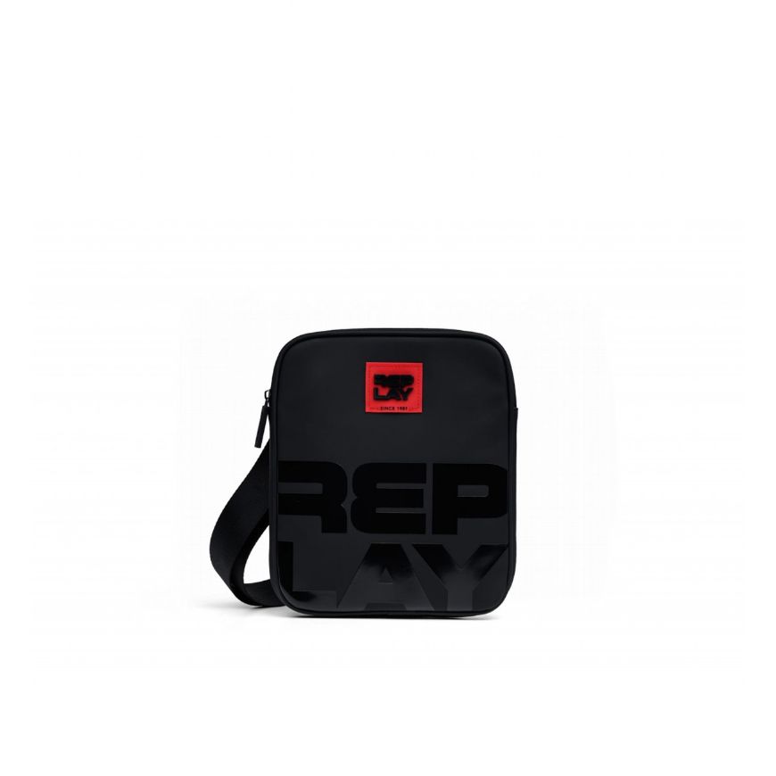 Picture of REPLAY MEN'S RUBBERIZED PU CROSSBODY BAG IN BLACK