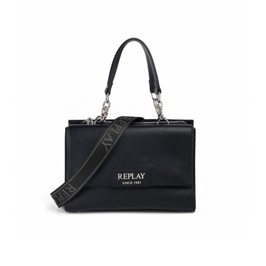 Снимка на REPLAY ДАМСКА ЧАНТА SOLID-COLOURED BAG WITH CHAIN HANDLE AND SHOULDER STRAP В ЧЕРНО