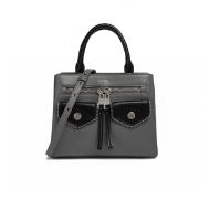 Снимка на REPLAY ДАМСКА ЧАНТА BAG WITH ZIPPERS AND FLAPS В ГРАНИТЕНО СИВО И ЧЕРНО 1