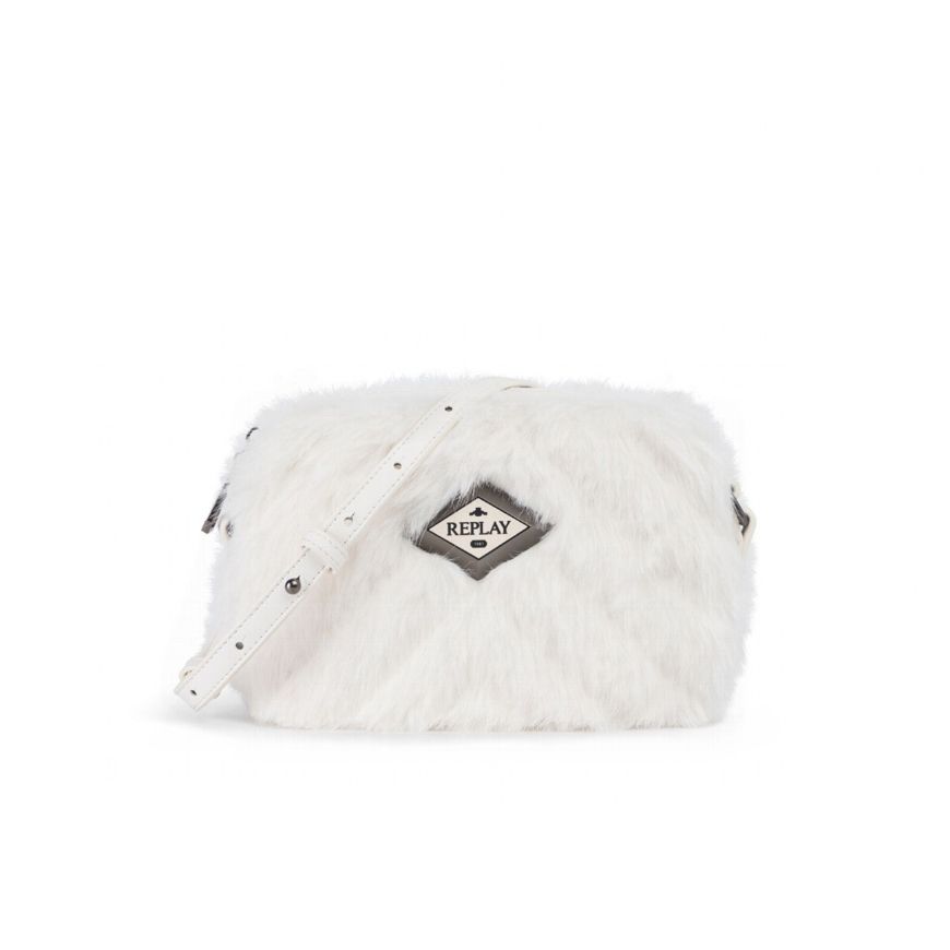 Снимка на REPLAY ДАМСКА ЧАНТА FAUX FUR BAG WITH DIAMOND LOGO В БЯЛО