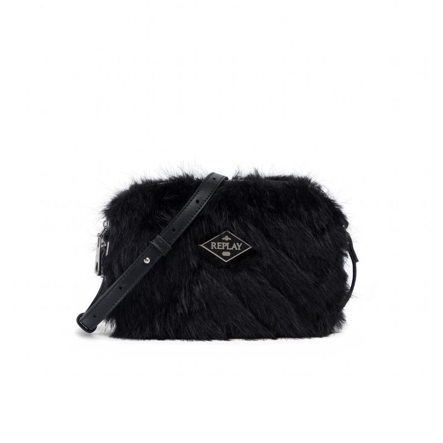Снимка на REPLAY ДАМСКА ЧАНТА FAUX FUR BAG WITH DIAMOND LOGO В ЧЕРНО
