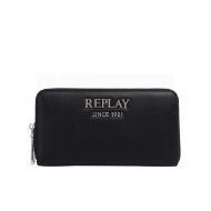 Picture of REPLAY WOMEN'S ZIP AROUND WALLET WITH LOGO IN BLACK 1