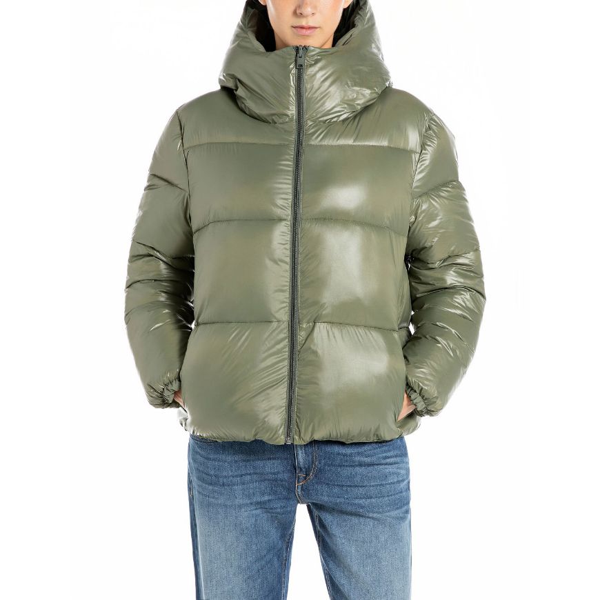 Picture of REPLAY WOMEN'S REVERSIBLE NYLON PADDED JACKET IN SAGE GREEN