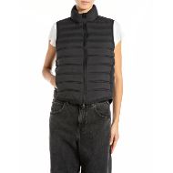Picture of REPLAY WOMEN'S CRINKLE NYLON VEST IN BLACK 1