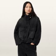 Picture of ALLSAINTS WOMEN'S CLAY ZIP JACKET IN WASHED BLACK 1
