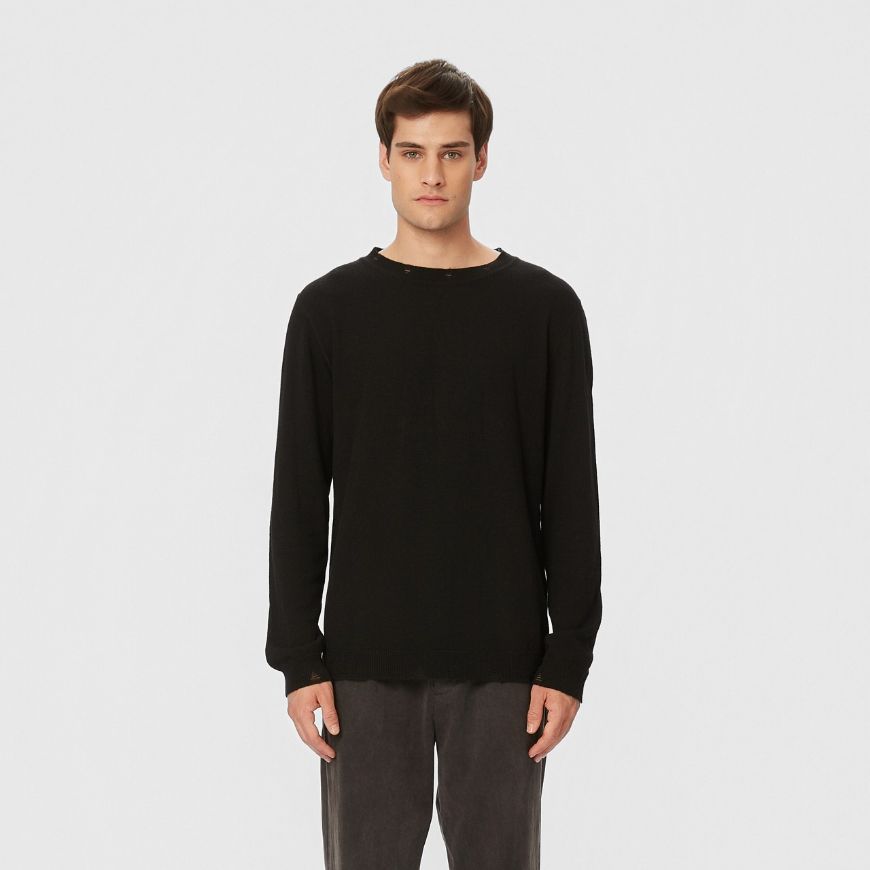 Picture of DIRTY LAUNDRY MEN'S CREWNECK WITH DESTROYS IN BLACK