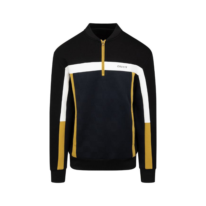 Picture of CRUYFF MEN'S CHECK HALF ZIP IN BLACK/GOLD