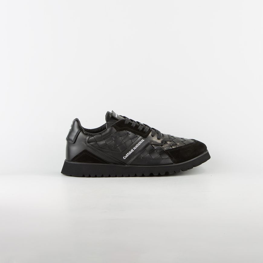 Picture of CNC COSTUME NATIONAL MEN'S CONNOR LEATHER WEAVING SNEAKERS IN BLACK