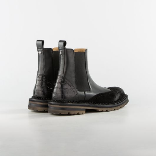 Show details for JOHN RICHMOND MEN'S KING BOOTS IN MIXED LEATHER IN BLACK 3 - FanPoint Picture of JOHN RICHMOND MEN'S KING BOOTS IN MIXED LEATHER IN BLACK 3