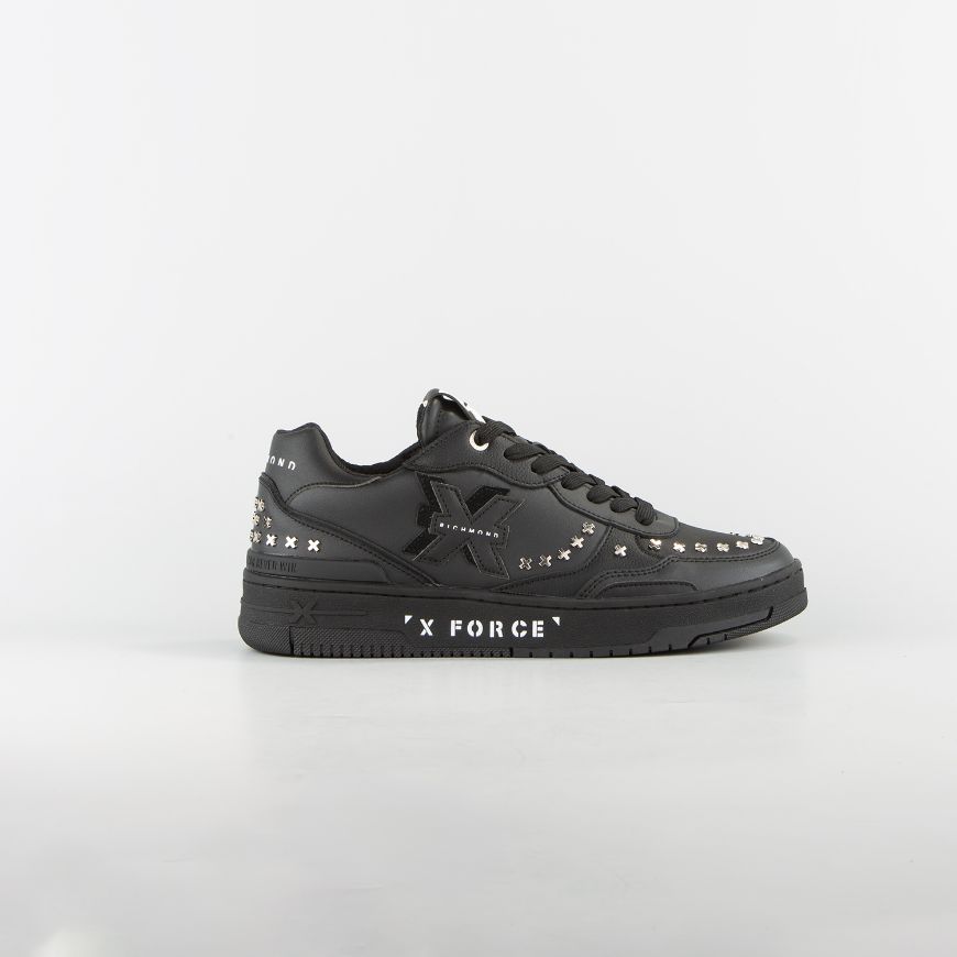 Picture of JOHN RICHMOND MEN'S X-FORCE LEATHER SNEAKERS WITH STUDS IN BLACK