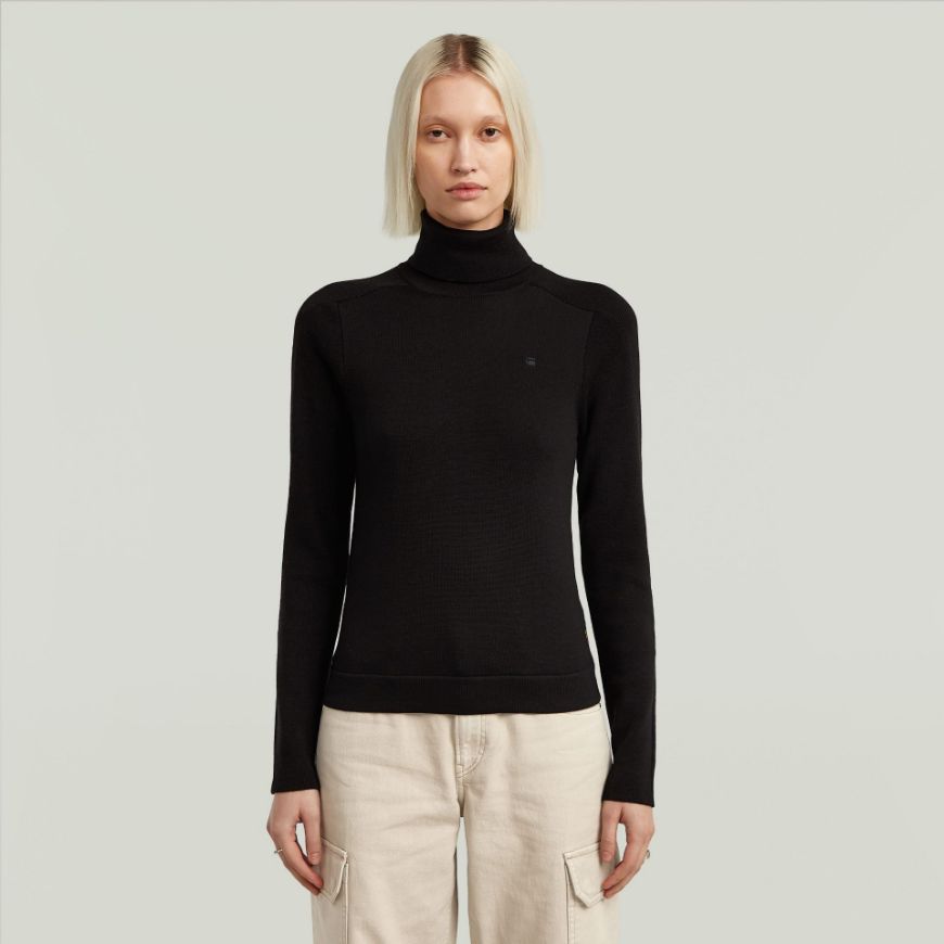 Picture of G-STAR WOMEN'S CORE TURTLE SLIM KNITTED SWEATER IN BLACK
