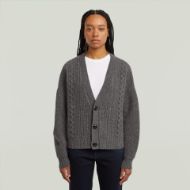 Picture of G-STAR WOMEN'S CABLE CROPPED CARDIGAN KNITTED SWEATER IN GREY 1