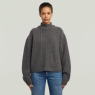 Picture of G-STAR WOMEN'S CABLE DOUBLE COLLAR KNITTED SWEATER IN GREY 1