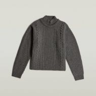 Picture of G-STAR WOMEN'S CABLE DOUBLE COLLAR KNITTED SWEATER IN GREY 6