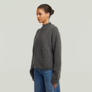 Picture of G-STAR WOMEN'S CABLE DOUBLE COLLAR KNITTED SWEATER IN GREY 2