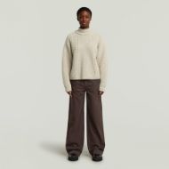 Picture of G-STAR WOMEN'S CABLE DOUBLE COLLAR KNITTED SWEATER IN BEIGE 5