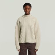 Picture of G-STAR WOMEN'S CABLE DOUBLE COLLAR KNITTED SWEATER IN BEIGE 1