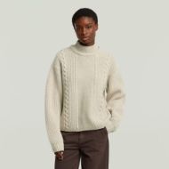 Picture of G-STAR WOMEN'S CABLE DOUBLE COLLAR KNITTED SWEATER IN BEIGE 4