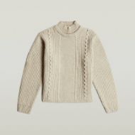 Picture of G-STAR WOMEN'S CABLE DOUBLE COLLAR KNITTED SWEATER IN BEIGE 6