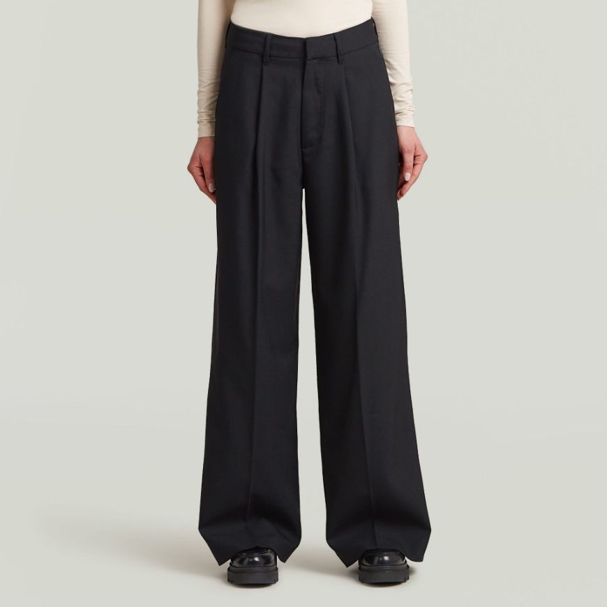 Picture of G-STAR WOMEN'S FLUID WIDE LEG PANTS IN BLACK