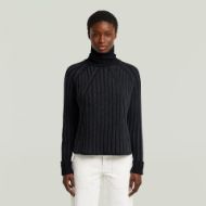 Picture of G-STAR WOMEN'S WASHED LOOSE TURTLE KNITTED SWEATER IN BLACK 1
