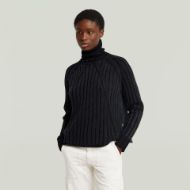Picture of G-STAR WOMEN'S WASHED LOOSE TURTLE KNITTED SWEATER IN BLACK 2
