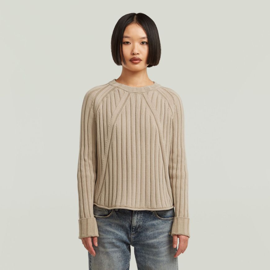 Picture of G-STAR WOMEN'S WASHED LOOSE R KNITTED SWEATER IN BEIGE