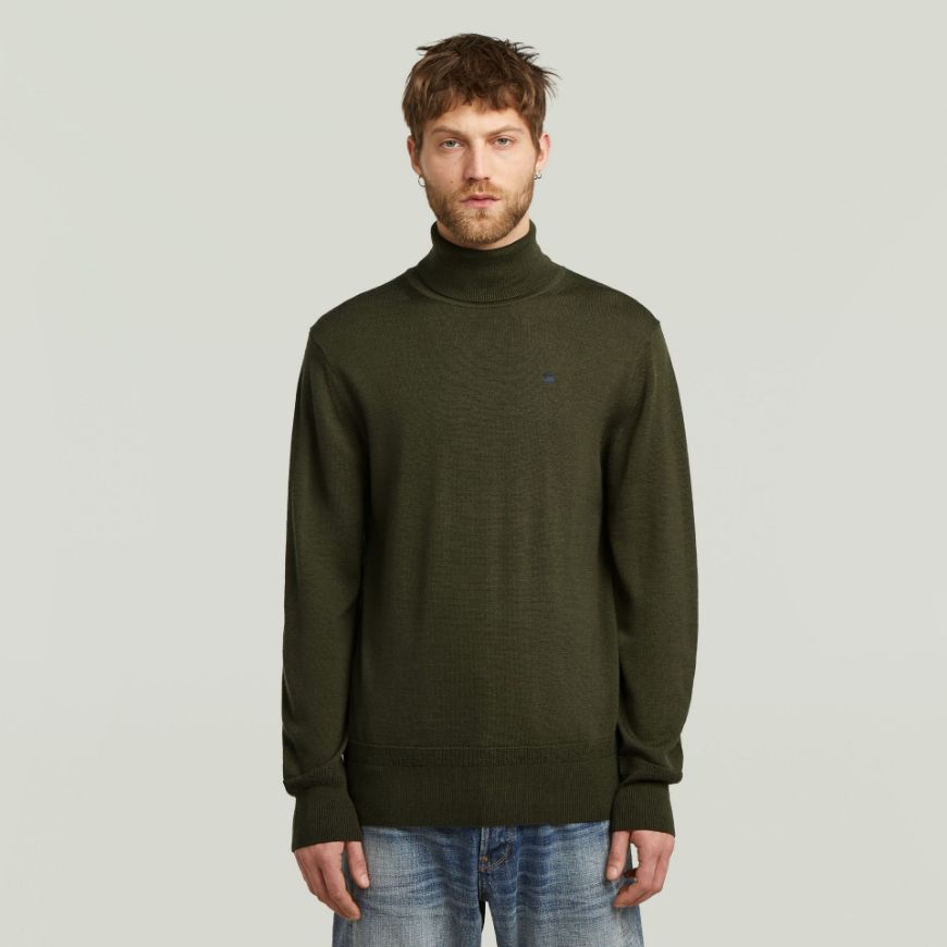 Picture of G-STAR MEN'S PREMIUM CORE TURTLE KNITTED SWEATER IN ASFALT