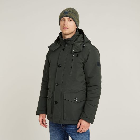 Show details for G-STAR MEN'S VODAN PADDED HOODED JACKET IN ASFALT 1 - FanPoint Picture of G-STAR MEN'S VODAN PADDED HOODED JACKET IN ASFALT 1