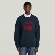 Picture of G-STAR MEN'S G LOGO RELAXED R KNITTED SWEATER IN DARK BLUE 1