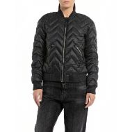 Picture of REPLAY WOMEN'S QUILTED BOMBER JACKET IN BLACK 1