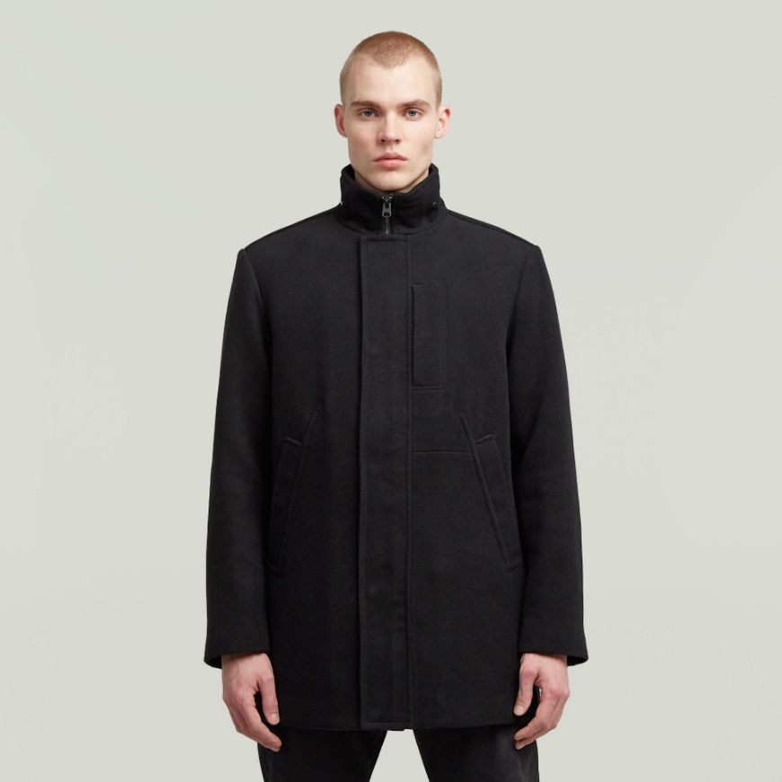 Picture of G-STAR MEN'S GARBER WOOL TRENCH JACKET IN BLACK