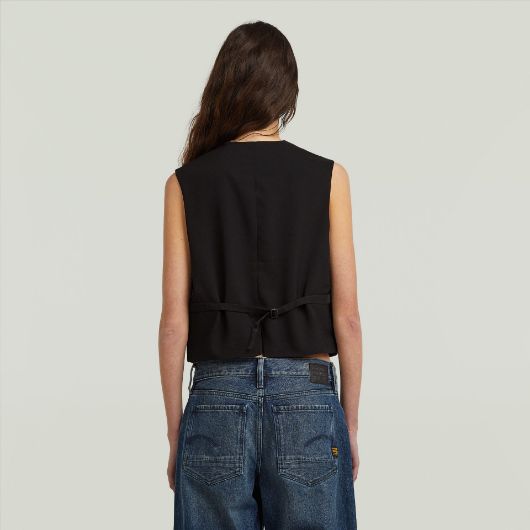 Показвай детайлите за G-STAR ДАМСКА ЖИЛЕТКА WAISTCOAT В ЧЕРНО Снимка на G-STAR ДАМСКА ЖИЛЕТКА WAISTCOAT В ЧЕРНО