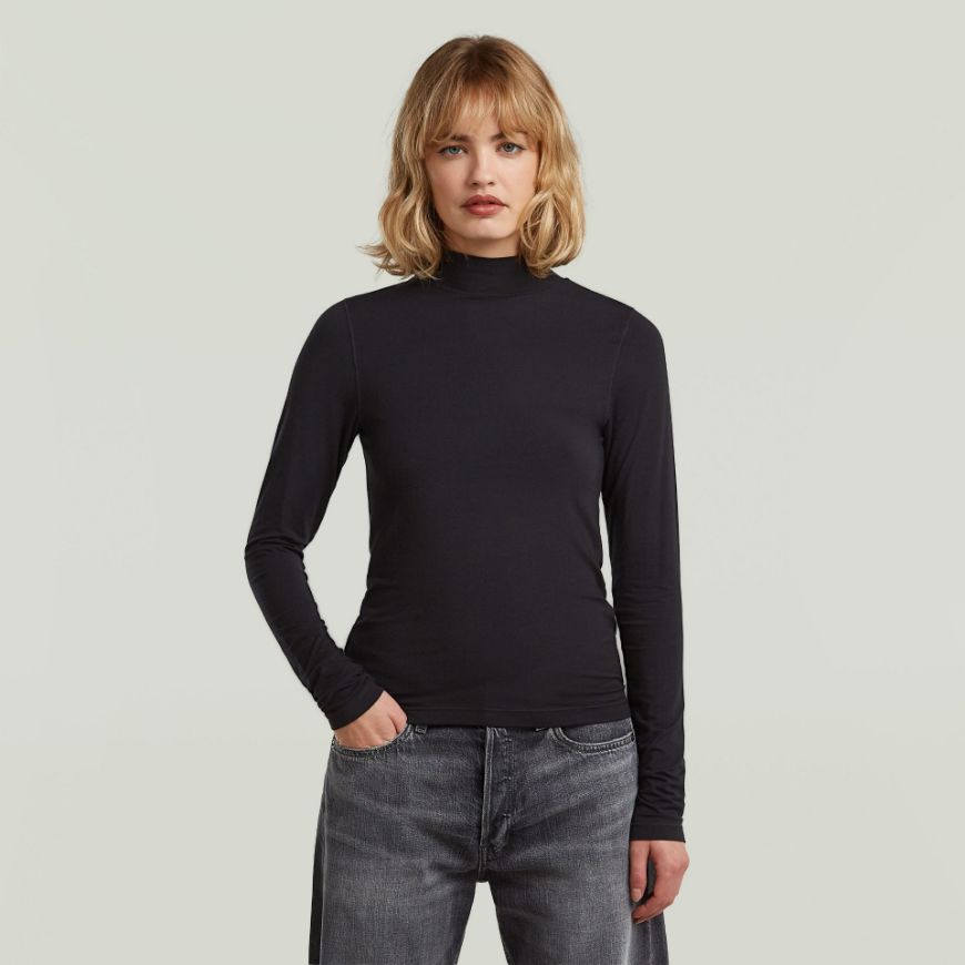 Picture of G-STAR WOMEN'S MOCK SLIM TOP IN DK BLACK