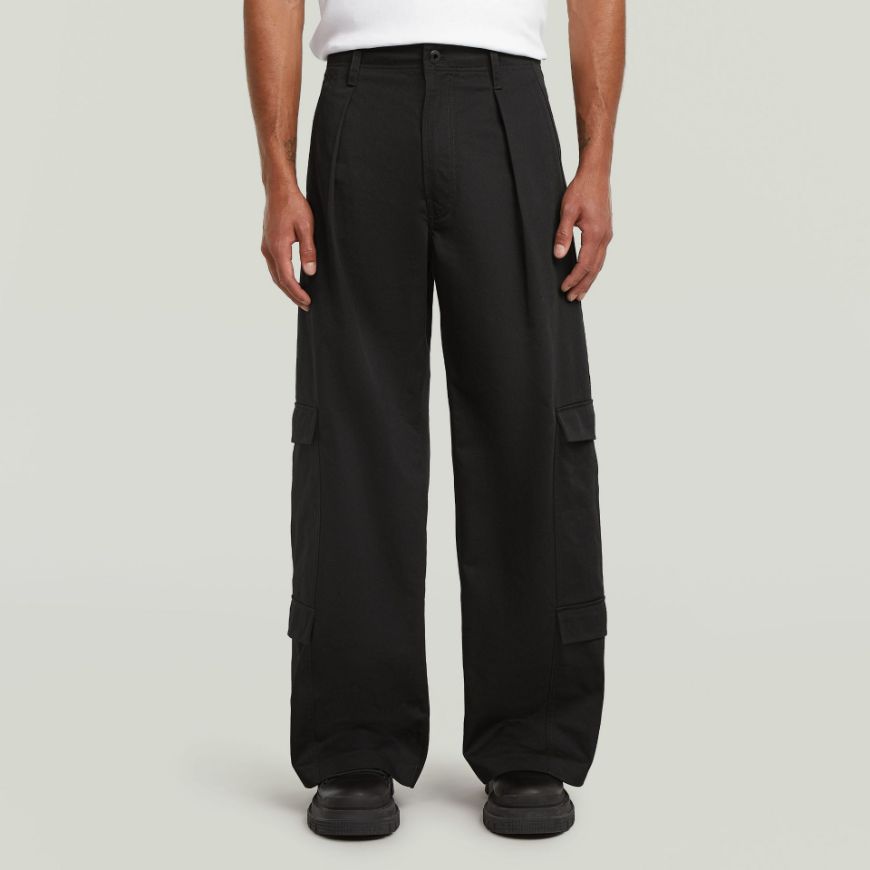 Picture of G-STAR MEN'S R-5N 3D PLEATED CARGO PANTS IN DK BLACK