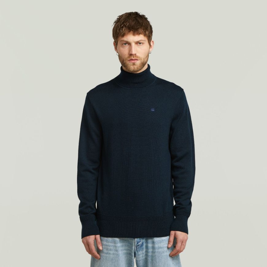 Picture of G-STAR MEN'S PREMIUM CORE TURTLE KNITTED SWEATER IN DARK BLUE