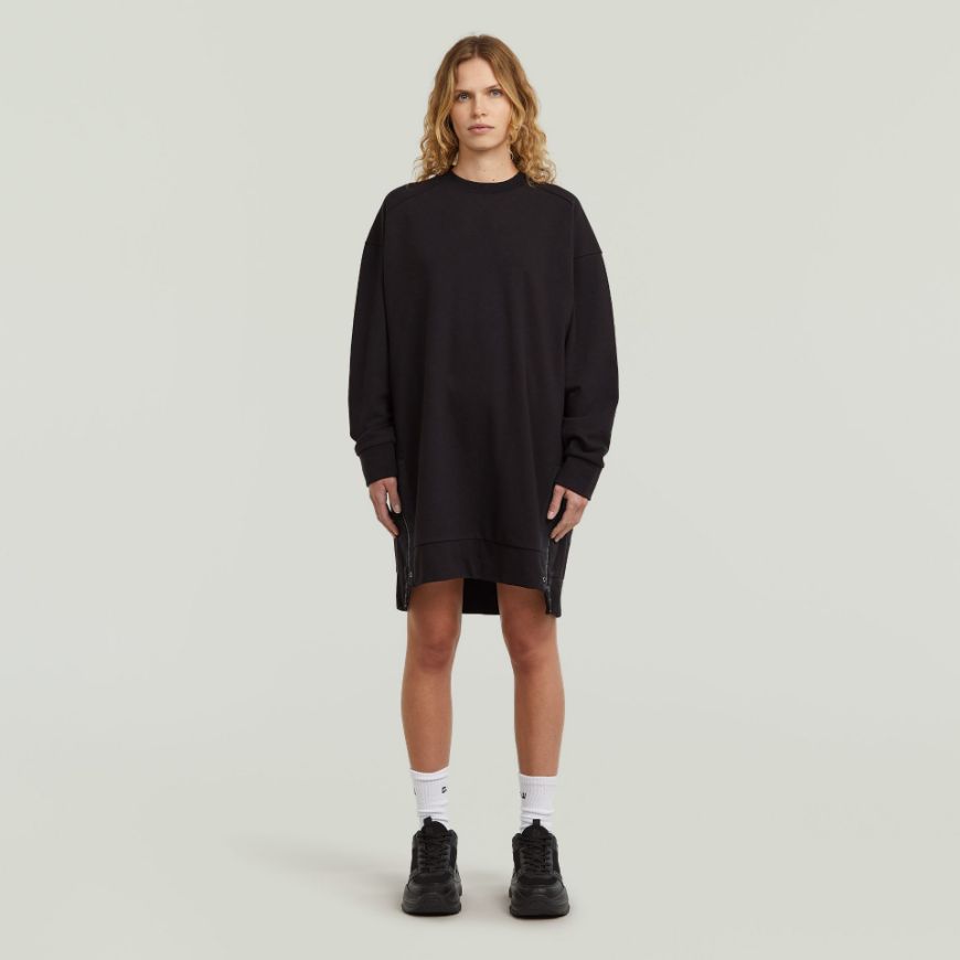 Picture of G-STAR WOMEN'S BIKER ZIP SWEAT DRESS IN DK BLACK
